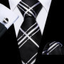 Black White Gray Silver Men Tie Handkerchief Cufflinks Set Jacquard Necktie for Male Wedding Business Party Gift