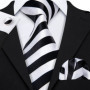 Black White Gray Silver Men Tie Handkerchief Cufflinks Set Jacquard Necktie for Male Wedding Business Party Gift
