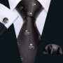 Black White Gray Silver Men Tie Handkerchief Cufflinks Set Jacquard Necktie for Male Wedding Business Party Gift
