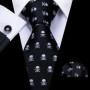 Black White Gray Silver Men Tie Handkerchief Cufflinks Set Jacquard Necktie for Male Wedding Business Party Gift