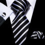 Black White Gray Silver Men Tie Handkerchief Cufflinks Set Jacquard Necktie for Male Wedding Business Party Gift