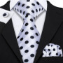 Black White Gray Silver Men Tie Handkerchief Cufflinks Set Jacquard Necktie for Male Wedding Business Party Gift