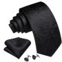 Black White Gray Silver Men Tie Handkerchief Cufflinks Set Jacquard Necktie for Male Wedding Business Party Gift