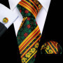 Novelty Orange Plaid Men Tie Set Fashion Silk Handkerchief Cufflinks Necktie Groom Wedding Party Birthday Barry.Wang Designer