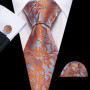 Novelty Orange Plaid Men Tie Set Fashion Silk Handkerchief Cufflinks Necktie Groom Wedding Party Birthday Barry.Wang Designer