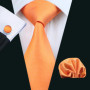 Novelty Orange Plaid Men Tie Set Fashion Silk Handkerchief Cufflinks Necktie Groom Wedding Party Birthday Barry.Wang Designer