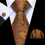 Novelty Orange Plaid Men Tie Set Fashion Silk Handkerchief Cufflinks Necktie Groom Wedding Party Birthday Barry.Wang Designer