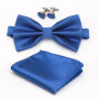 Men Bowtie Set 3pcs Plaids Classic Fashion Wedding Party Formal Cufflinks Bow Tie Handkerchief Cuff Links Lots Three Piece Set