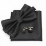 Men Bowtie Set 3pcs Plaids Classic Fashion Wedding Party Formal Cufflinks Bow Tie Handkerchief Cuff Links Lots Three Piece Set