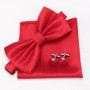 Men Bowtie Set 3pcs Plaids Classic Fashion Wedding Party Formal Cufflinks Bow Tie Handkerchief Cuff Links Lots Three Piece Set