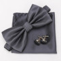 Men Bowtie Set 3pcs Plaids Classic Fashion Wedding Party Formal Cufflinks Bow Tie Handkerchief Cuff Links Lots Three Piece Set