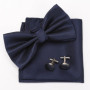 Men Bowtie Set 3pcs Plaids Classic Fashion Wedding Party Formal Cufflinks Bow Tie Handkerchief Cuff Links Lots Three Piece Set