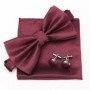 Men Bowtie Set 3pcs Plaids Classic Fashion Wedding Party Formal Cufflinks Bow Tie Handkerchief Cuff Links Lots Three Piece Set