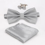 Men Bowtie Set 3pcs Plaids Classic Fashion Wedding Party Formal Cufflinks Bow Tie Handkerchief Cuff Links Lots Three Piece Set