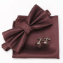Men Bowtie Set 3pcs Plaids Classic Fashion Wedding Party Formal Cufflinks Bow Tie Handkerchief Cuff Links Lots Three Piece Set