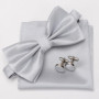 Men Bowtie Set 3pcs Plaids Classic Fashion Wedding Party Formal Cufflinks Bow Tie Handkerchief Cuff Links Lots Three Piece Set