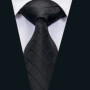 Black Solid Plaid Silk Wedding Tie For Men Handky Cufflink Gift Mens Necktie Fashion Design Business Party Dropshiping Hi-Tie