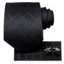 Black Solid Plaid Silk Wedding Tie For Men Handky Cufflink Gift Mens Necktie Fashion Design Business Party Dropshiping Hi-Tie