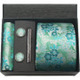 100 Silk Necktie Paisley Floral Mens Tie Top Quality Business Tie Pocket Square Tie Clip Cufflinks Set Classic For Men Gift Box