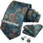 100 Silk Necktie Paisley Floral Mens Tie Top Quality Business Tie Pocket Square Tie Clip Cufflinks Set Classic For Men Gift Box