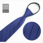 8CM Men's Business Dress Zipper Tie Groom Wedding Blue Stripe Korean Black Lazy Tie Pull