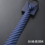8CM Men's Business Dress Zipper Tie Groom Wedding Blue Stripe Korean Black Lazy Tie Pull