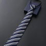 8CM Men's Business Dress Zipper Tie Groom Wedding Blue Stripe Korean Black Lazy Tie Pull