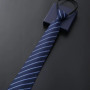 8CM Men's Business Dress Zipper Tie Groom Wedding Blue Stripe Korean Black Lazy Tie Pull