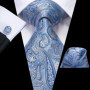 Elegant Paisley Necktie Set for Men, Matching Pocket Square & Cufflinks, Formal Accessories for Wedding & Business Party