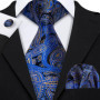 Elegant Paisley Necktie Set for Men, Matching Pocket Square & Cufflinks, Formal Accessories for Wedding & Business Party