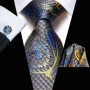 Elegant Paisley Necktie Set for Men, Matching Pocket Square & Cufflinks, Formal Accessories for Wedding & Business Party