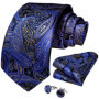 Elegant Paisley Necktie Set for Men, Matching Pocket Square & Cufflinks, Formal Accessories for Wedding & Business Party