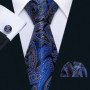 Elegant Paisley Necktie Set for Men, Matching Pocket Square & Cufflinks, Formal Accessories for Wedding & Business Party