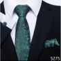 Hot Sale Brand Fashion 8 cm Tie Pocket Squares Set Necktie Men Suit Accessories Green Floral Wedding Gravatas Fit Formal Party