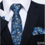 Hot Sale Brand Fashion 8 cm Tie Pocket Squares Set Necktie Men Suit Accessories Green Floral Wedding Gravatas Fit Formal Party