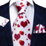 Red Heart White Silk Wedding Tie For Men Handky Cufflink Gift Mens Necktie Fashion Designer Business Party Dropshiping Hi-Tie