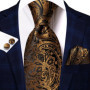 Orange Grey Paisley 2026 New Fashion Brand Tie for Men Wedding Party Necktie Set Handky Cufflinks Gift Wholesale Hi-Tie Designer