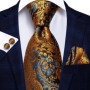 Orange Grey Paisley 2026 New Fashion Brand Tie for Men Wedding Party Necktie Set Handky Cufflinks Gift Wholesale Hi-Tie Designer