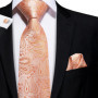 Orange Grey Paisley 2026 New Fashion Brand Tie for Men Wedding Party Necktie Set Handky Cufflinks Gift Wholesale Hi-Tie Designer