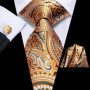 Orange Grey Paisley 2026 New Fashion Brand Tie for Men Wedding Party Necktie Set Handky Cufflinks Gift Wholesale Hi-Tie Designer