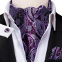 Hi-Tie Brand Silk Mens Ascot Hanky Cufflinks Set Jacquard Paisley Floral Vintage Cravat Tie Wholesale for Male Wedding Business