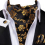 Hi-Tie Brand Silk Mens Ascot Hanky Cufflinks Set Jacquard Paisley Floral Vintage Cravat Tie Wholesale for Male Wedding Business