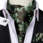 Hi-Tie Brand Silk Mens Ascot Hanky Cufflinks Set Jacquard Paisley Floral Vintage Cravat Tie Wholesale for Male Wedding Business