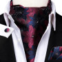 Hi-Tie Brand Silk Mens Ascot Hanky Cufflinks Set Jacquard Paisley Floral Vintage Cravat Tie Wholesale for Male Wedding Business