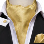 Hi-Tie Brand Silk Mens Ascot Hanky Cufflinks Set Jacquard Paisley Floral Vintage Cravat Tie Wholesale for Male Wedding Business