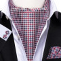 Hi-Tie Brand Silk Mens Ascot Hanky Cufflinks Set Jacquard Paisley Floral Vintage Cravat Tie Wholesale for Male Wedding Business