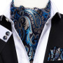 Hi-Tie Brand Silk Mens Ascot Hanky Cufflinks Set Jacquard Paisley Floral Vintage Cravat Tie Wholesale for Male Wedding Business