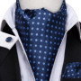 Hi-Tie Brand Silk Mens Ascot Hanky Cufflinks Set Jacquard Paisley Floral Vintage Cravat Tie Wholesale for Male Wedding Business