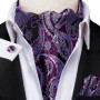 Black Pink Blue Red Gold Green Purple White Beige Mens Ascot Cravat Tie Hanky Cufflinks for Male Wedding Business Prom Gift