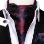 Black Pink Blue Red Gold Green Purple White Beige Mens Ascot Cravat Tie Hanky Cufflinks for Male Wedding Business Prom Gift